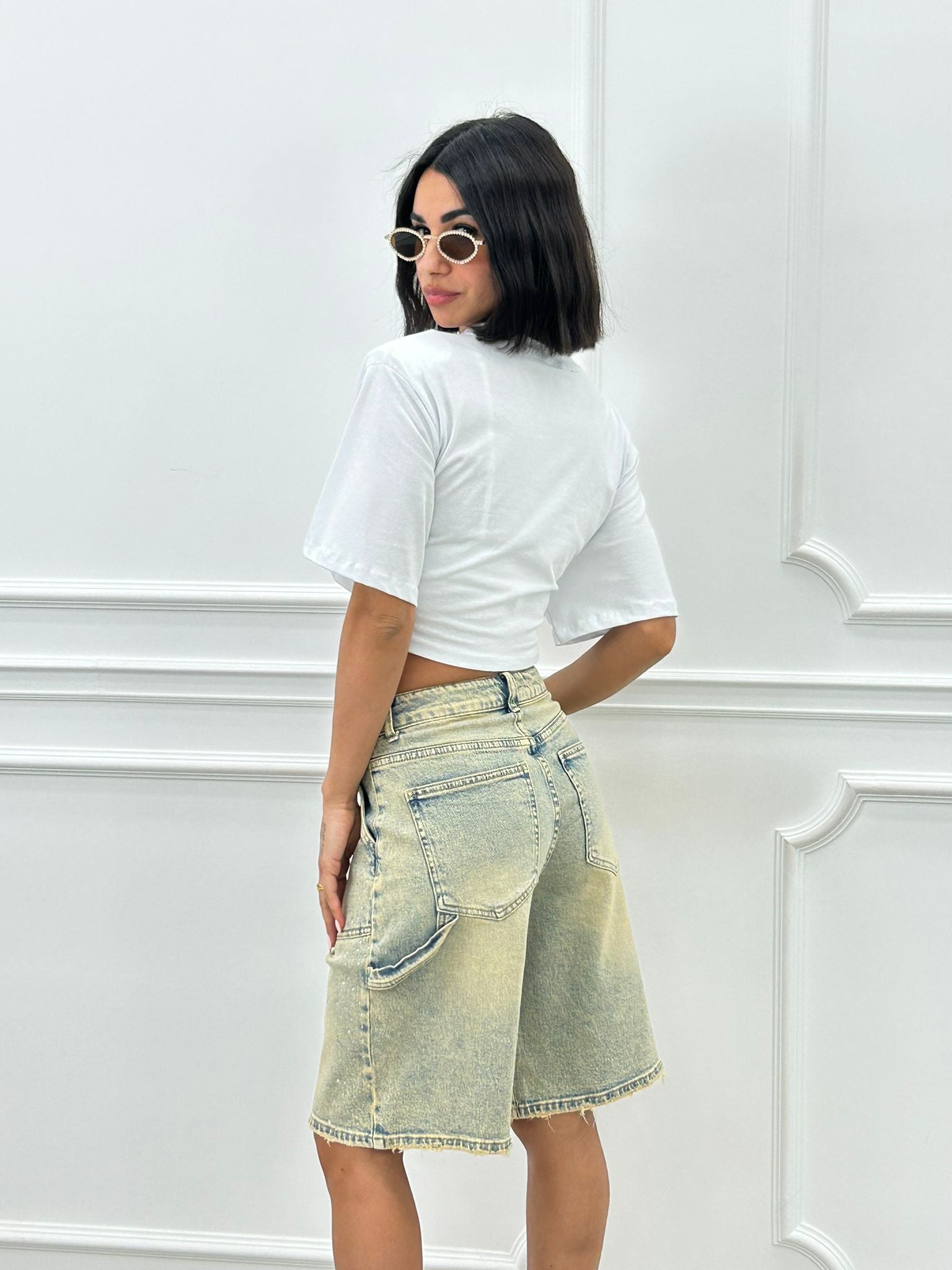 BERMUDA SABBIATO CON STRASS NEW SS25