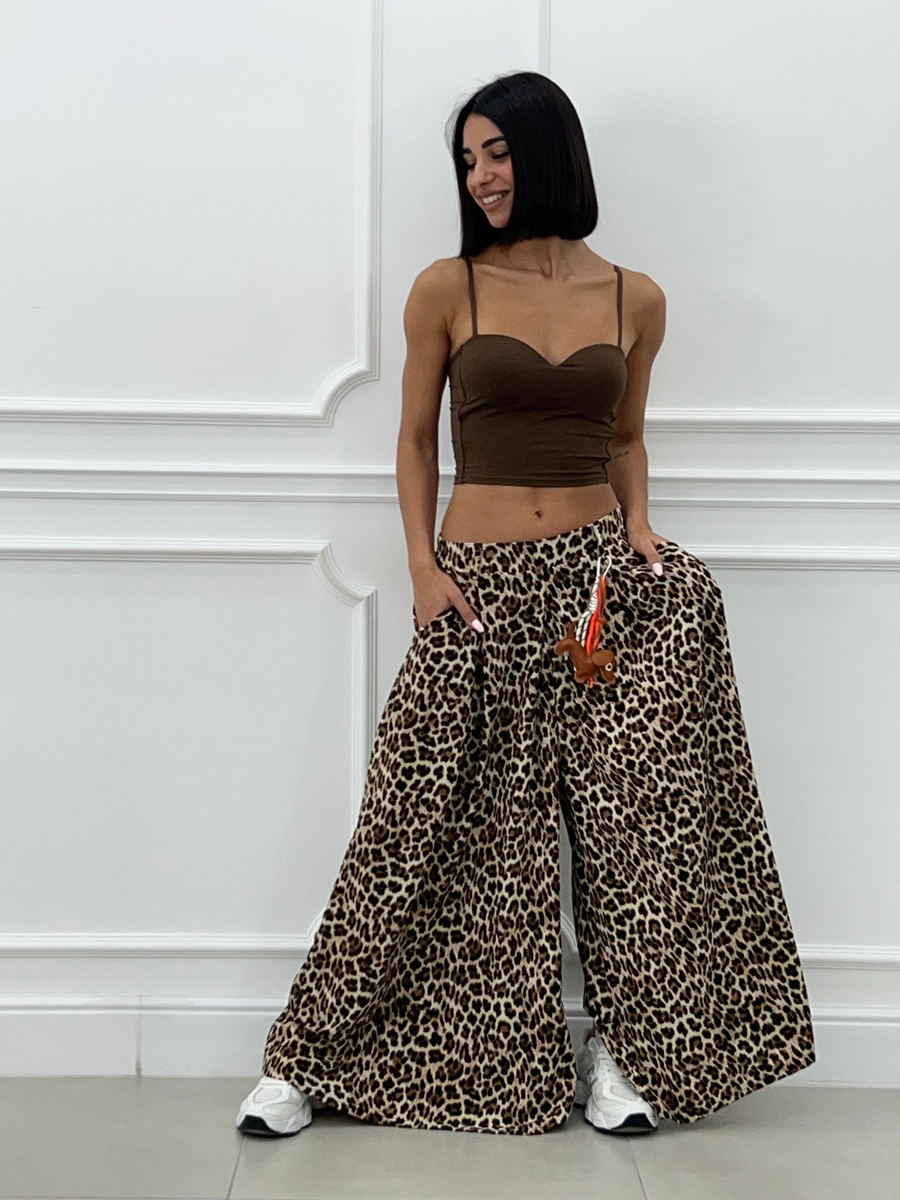 PANTAPALAZZO ANIMALIER CON CHARMS NEW SS25