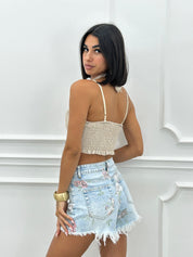 SHORTS DENIM FLOREAL NEW SS25