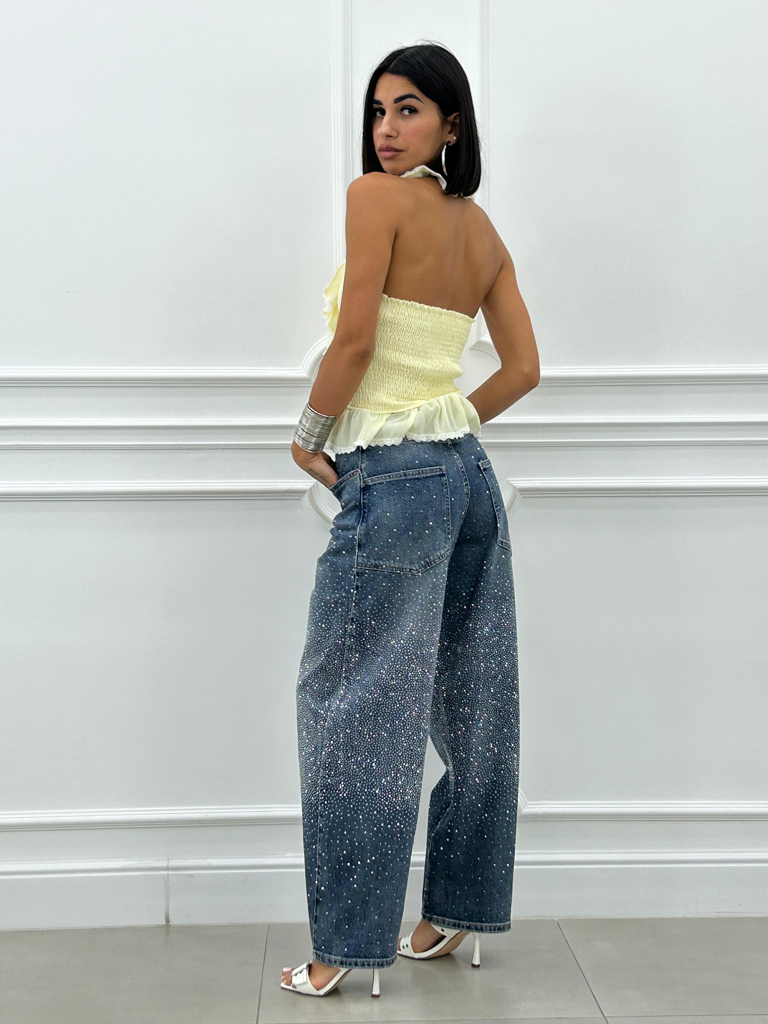 JEANS BALLOON CON STRASS NEW SS25