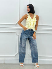 JEANS BALLOON CON STRASS NEW SS25