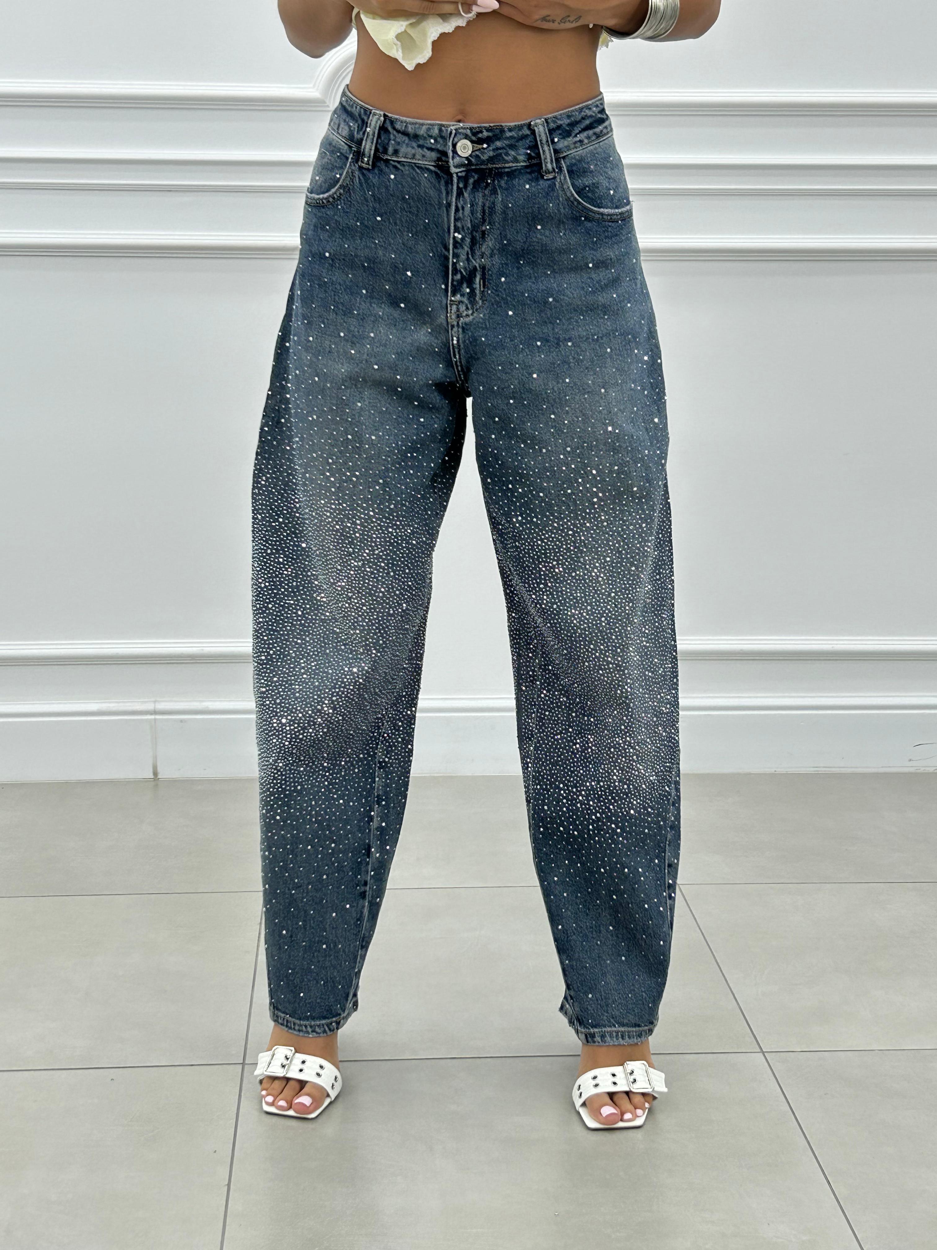JEANS BALLOON CON STRASS NEW SS25
