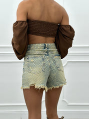 SHORTS SABBIATO CON STRASS NEW SS25