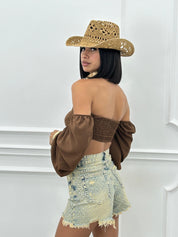 SHORTS SABBIATO CON STRASS NEW SS25