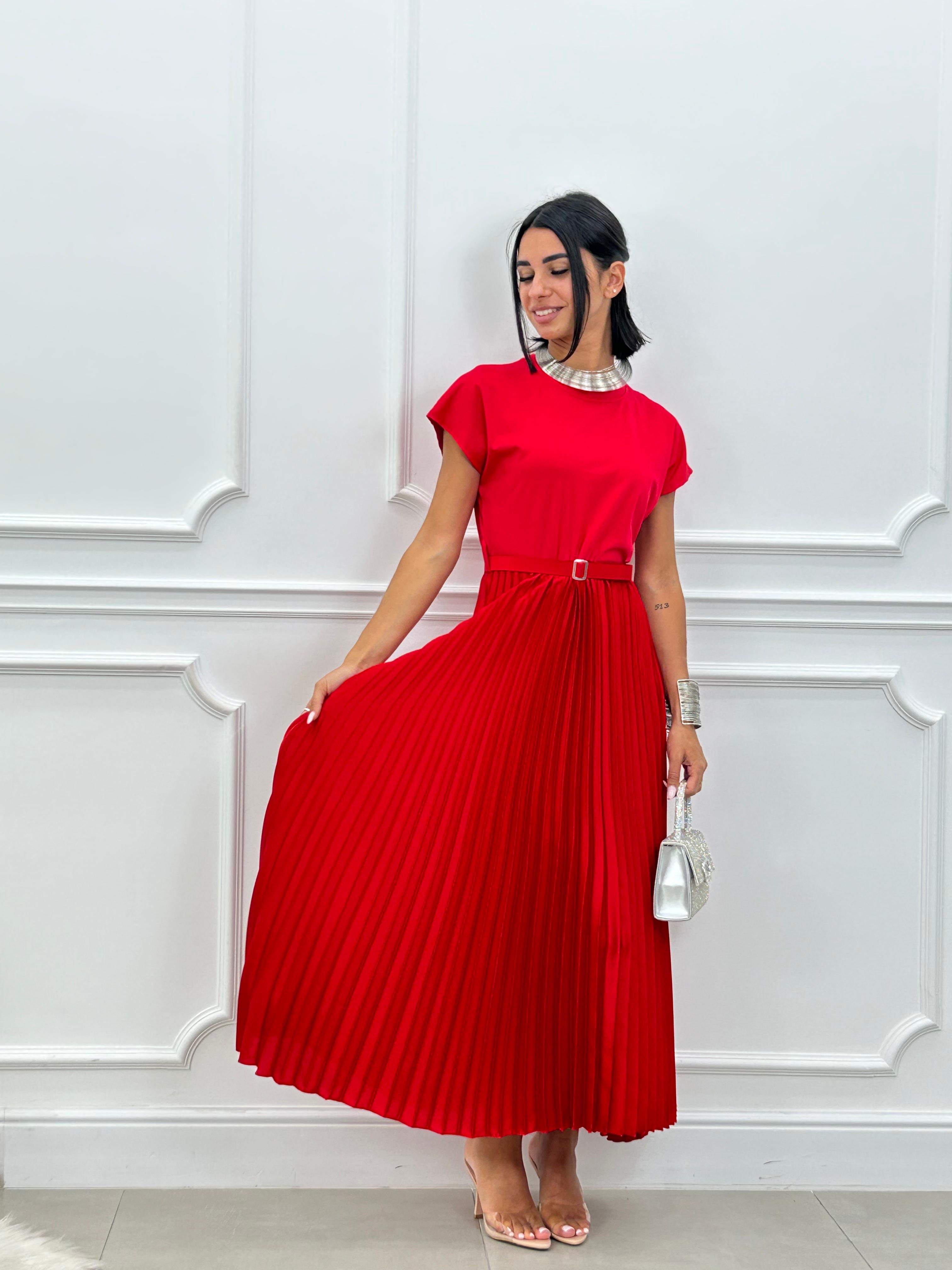 ABITO LUNGO PLISSET E CINTURA NEW SS25