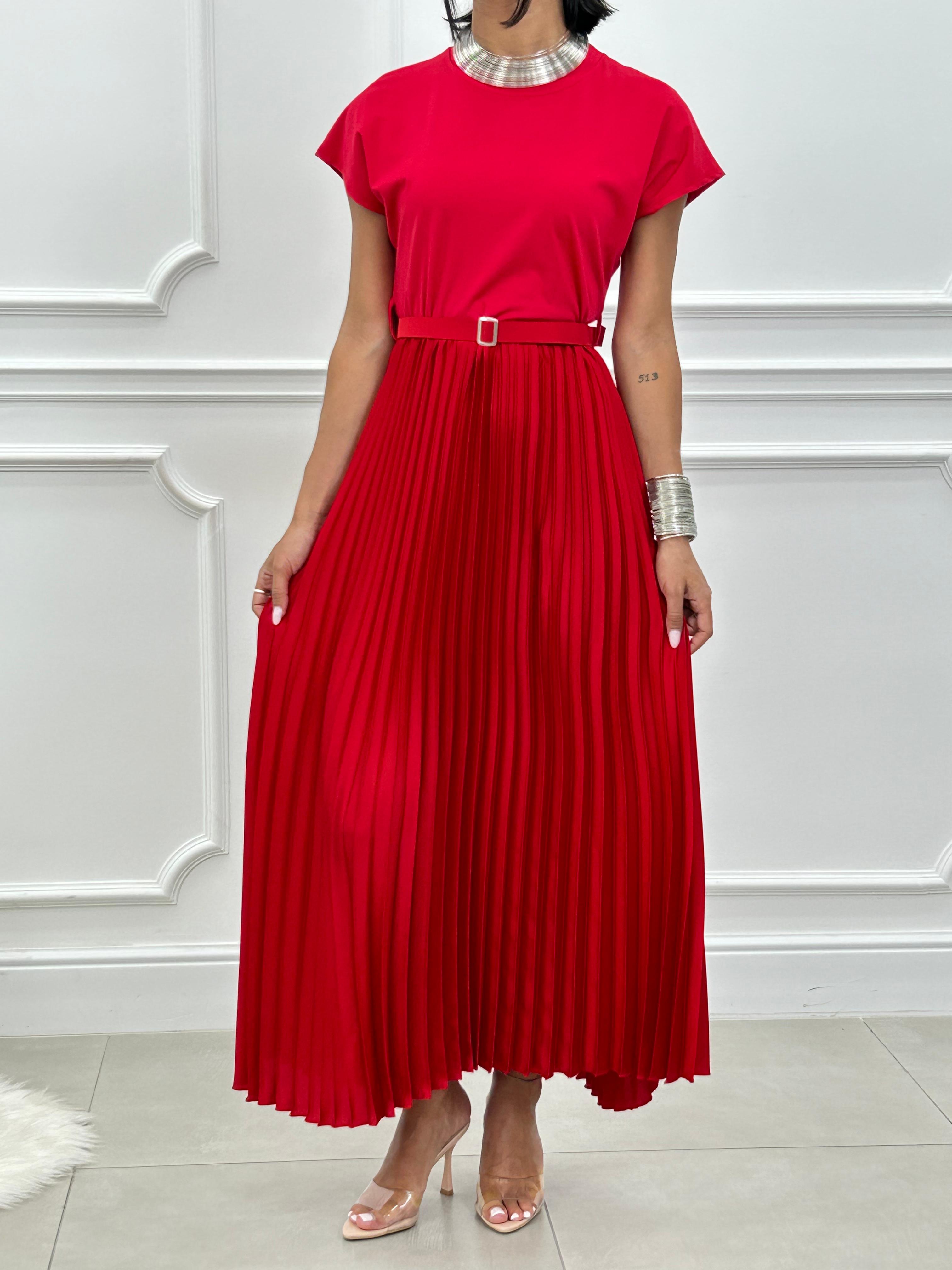 ABITO LUNGO PLISSET E CINTURA NEW SS25