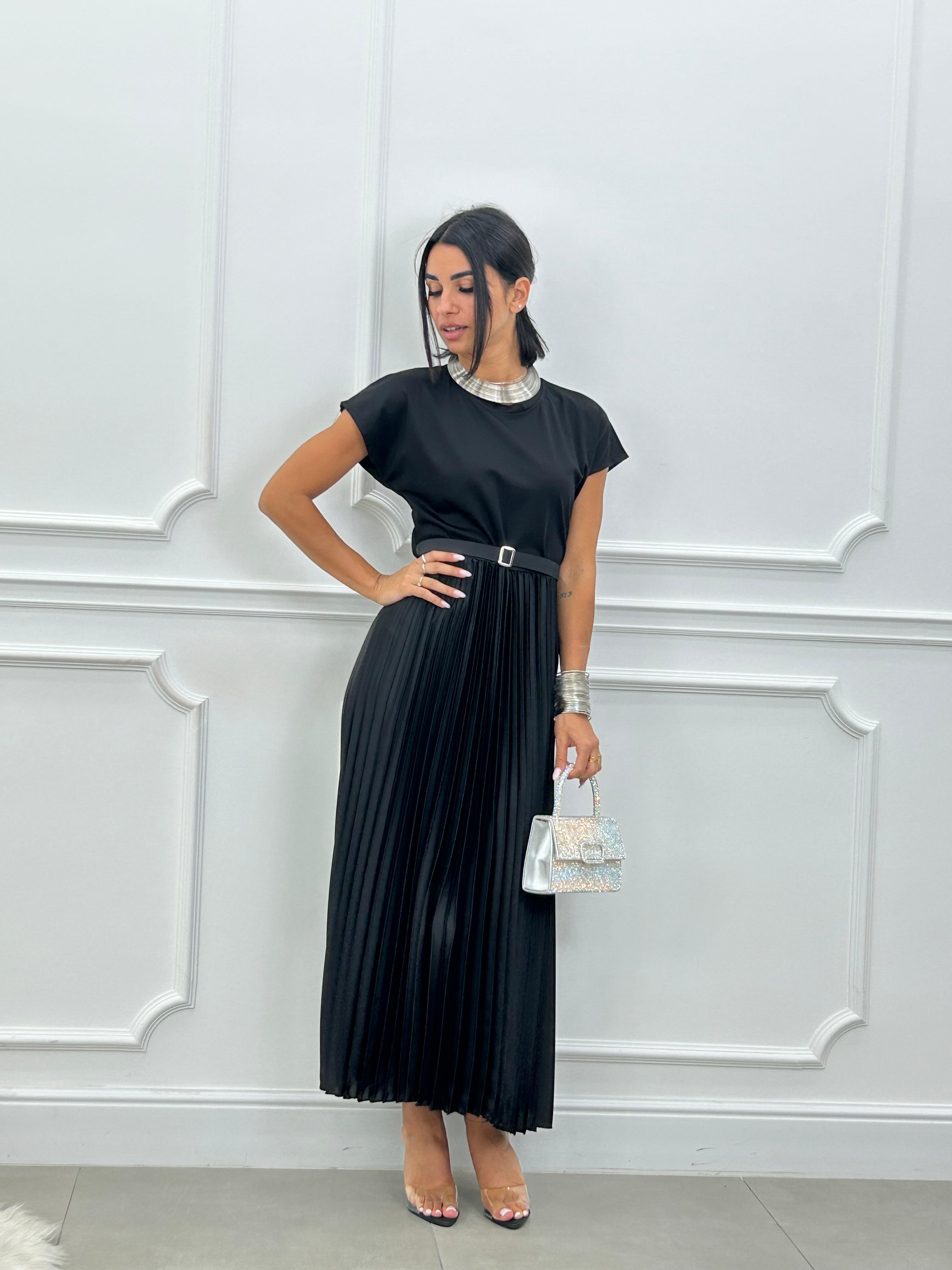 ABITO LUNGO PLISSET E CINTURA NEW SS25