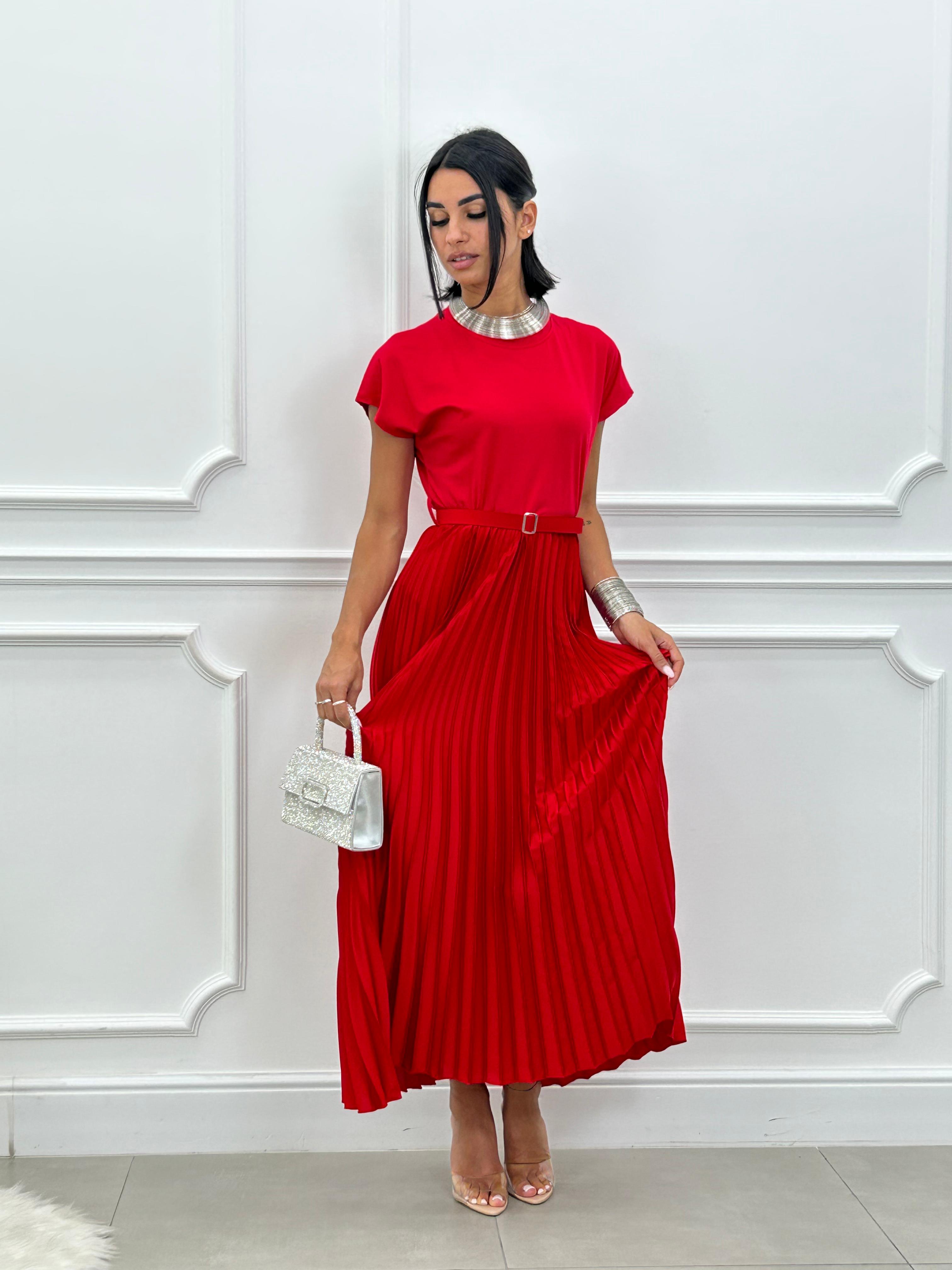 ABITO LUNGO PLISSET E CINTURA NEW SS25