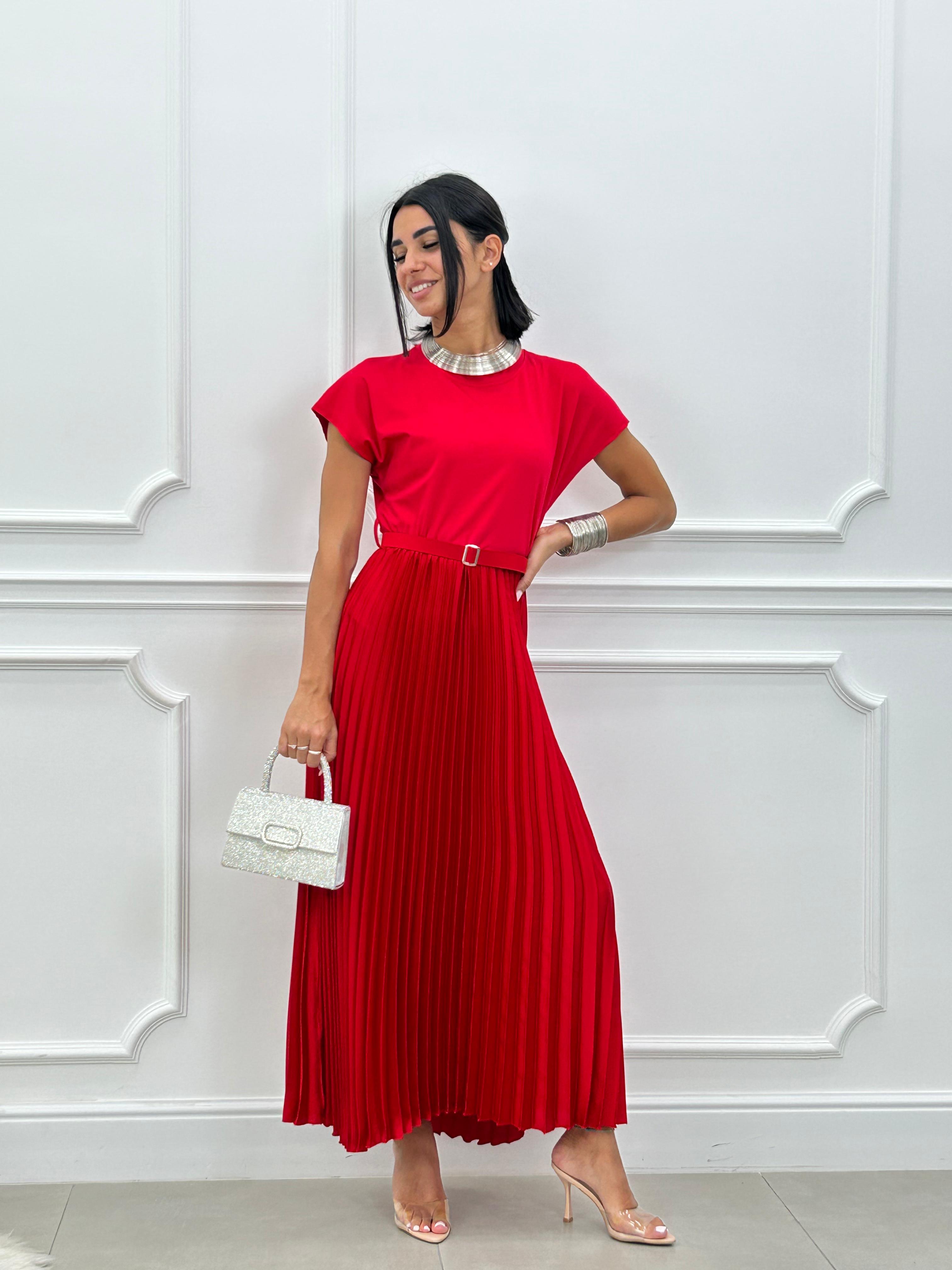 ABITO LUNGO PLISSET E CINTURA NEW SS25
