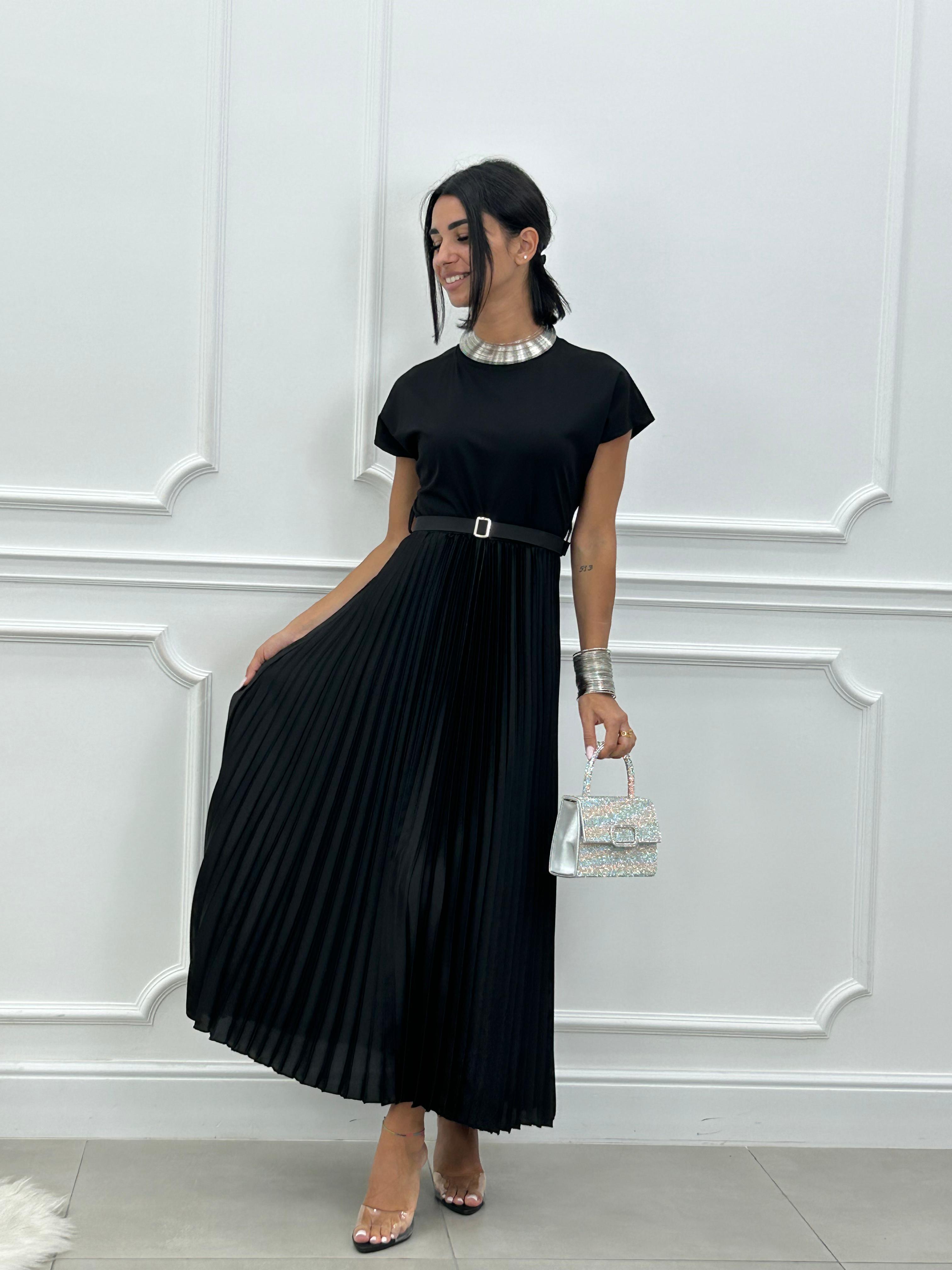 ABITO LUNGO PLISSET E CINTURA NEW SS25