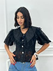 CAMICIA IN PIZZO CON ROUCHE NEW SS25