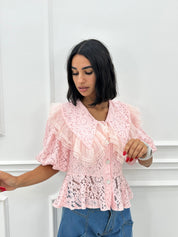 CAMICIA IN PIZZO CON ROUCHE NEW SS25