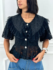 CAMICIA IN PIZZO CON ROUCHE NEW SS25