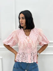 CAMICIA IN PIZZO CON ROUCHE NEW SS25