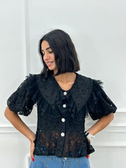 CAMICIA IN PIZZO CON ROUCHE NEW SS25