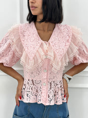 CAMICIA IN PIZZO CON ROUCHE NEW SS25