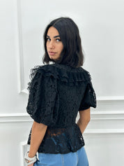 CAMICIA IN PIZZO CON ROUCHE NEW SS25