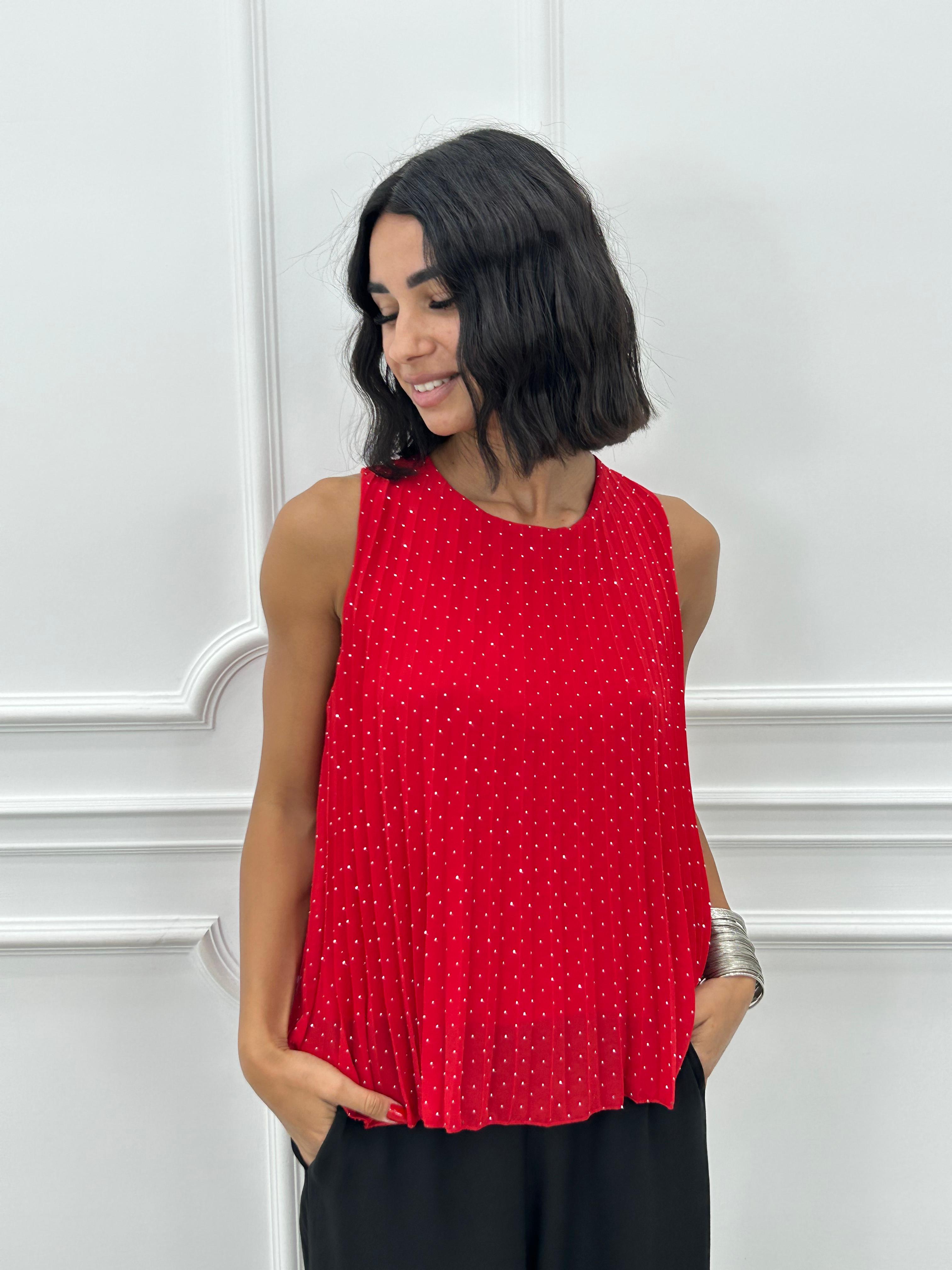 TOP PLISSET E STRASS NEW SS25