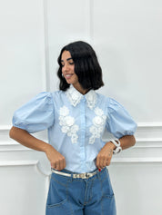 CAMICIA CON RICAMI E MANICA SBUFFO NEW SS25