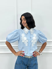 CAMICIA CON RICAMI E MANICA SBUFFO NEW SS25