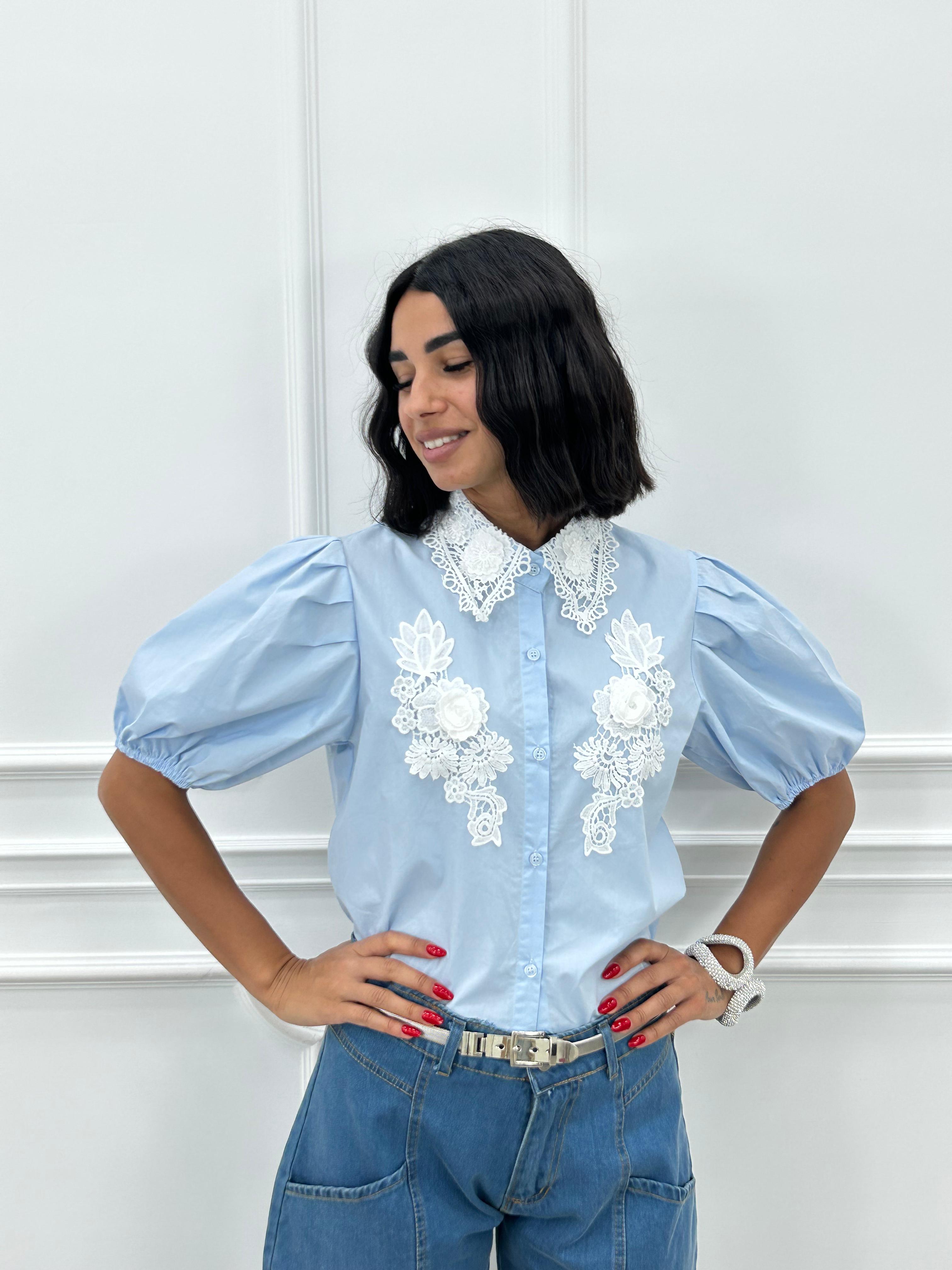 CAMICIA CON RICAMI E MANICA SBUFFO NEW SS25