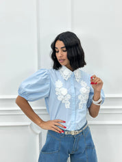 CAMICIA CON RICAMI E MANICA SBUFFO NEW SS25