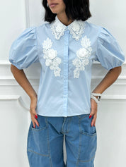 CAMICIA CON RICAMI E MANICA SBUFFO NEW SS25