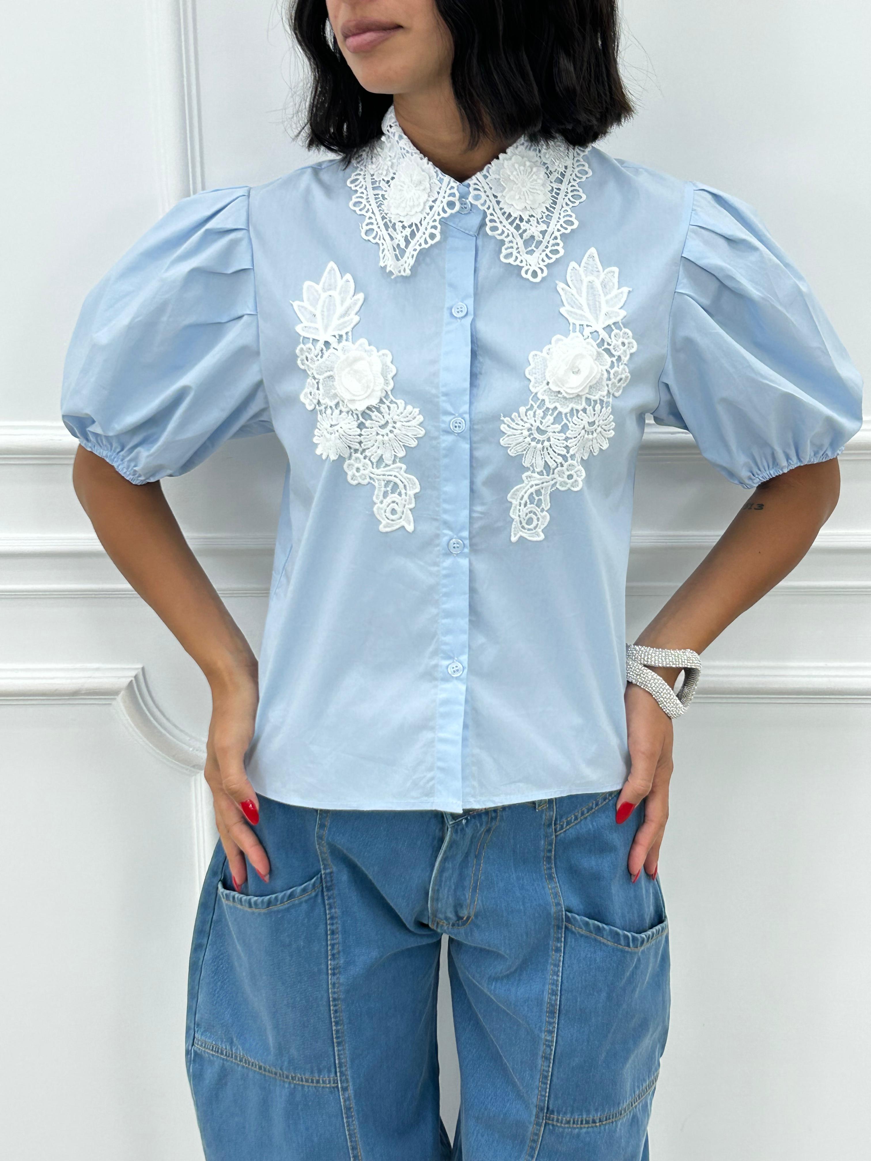 CAMICIA CON RICAMI E MANICA SBUFFO NEW SS25