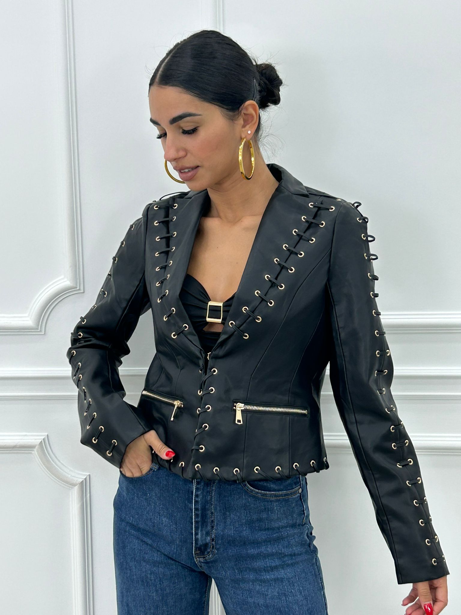GIUBBINO ECOPELLE CON STRINGHE NEW AI26