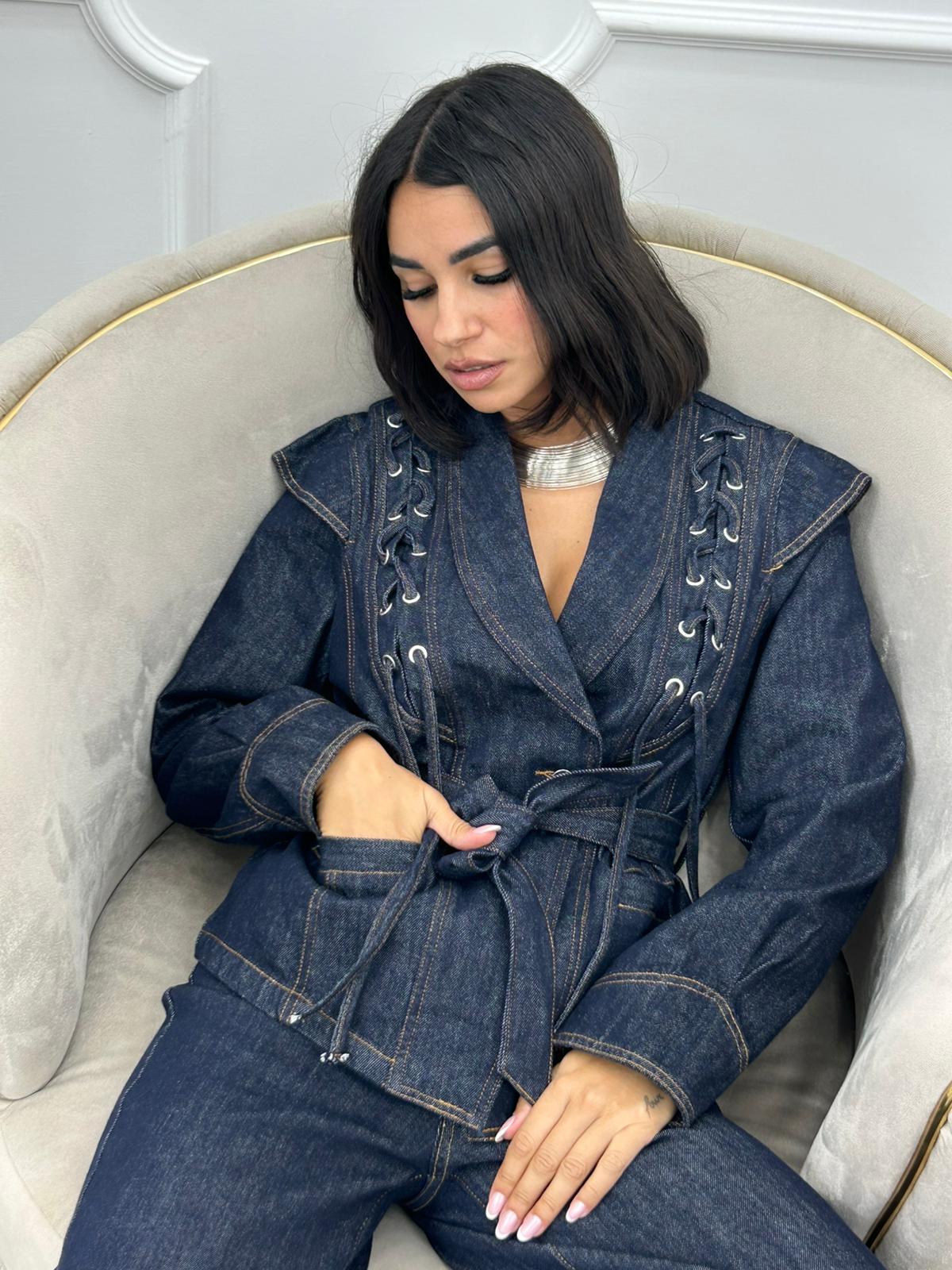 GIUBBINO DENIM CON STRINGHE NEW AI26