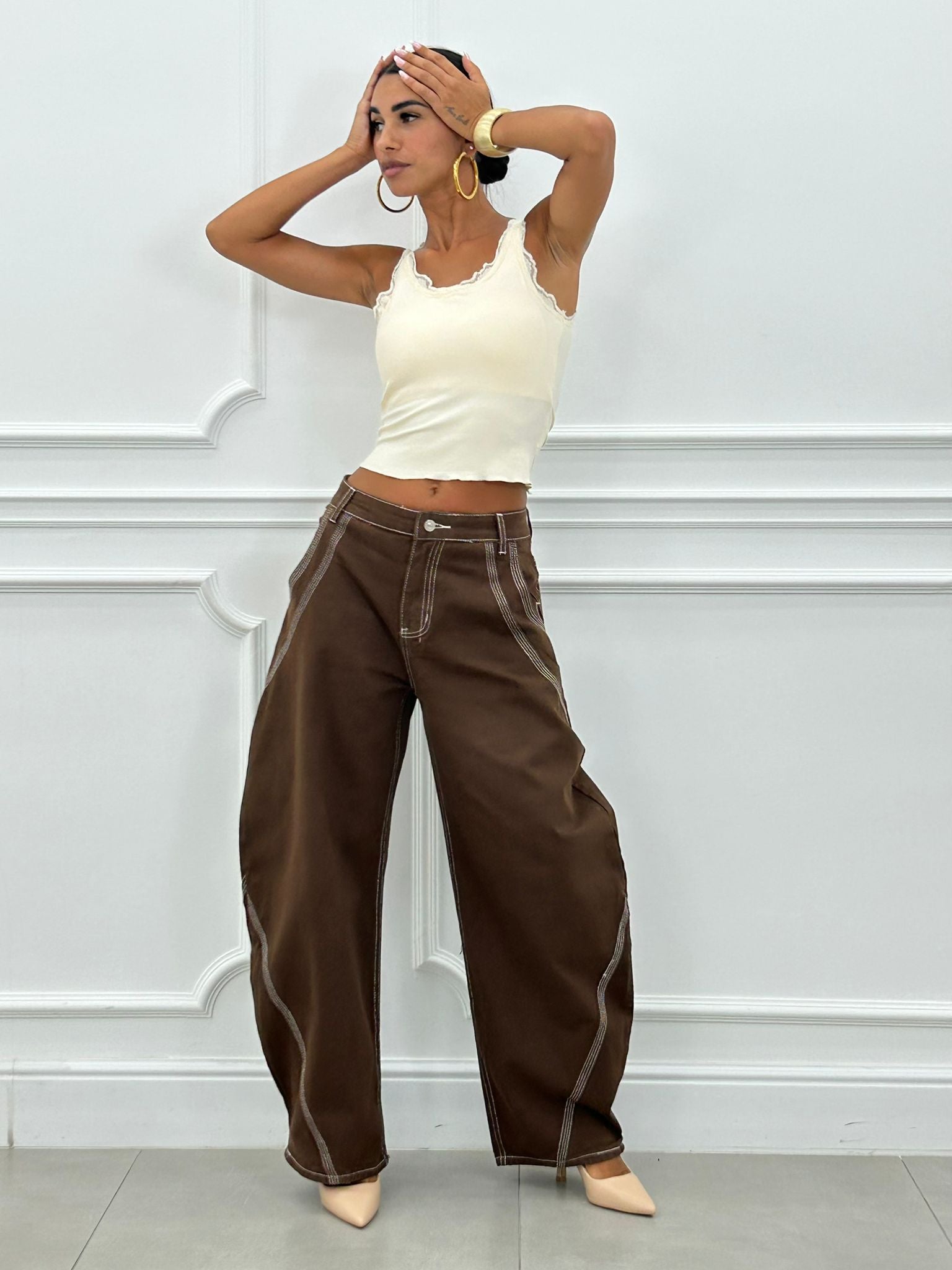 JEANS BALLOON BROWN NEW AI26