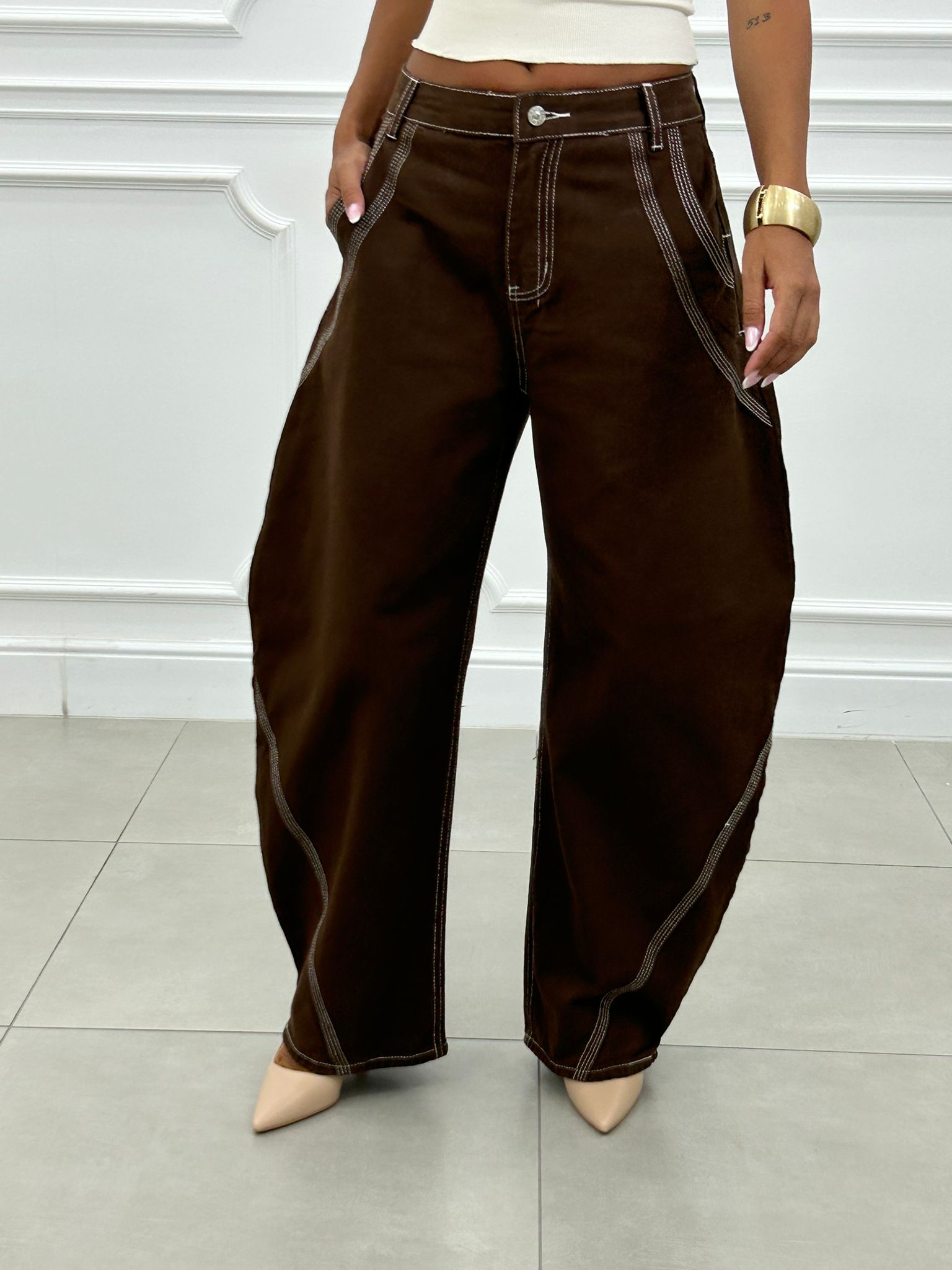 JEANS BALLOON BROWN NEW AI26