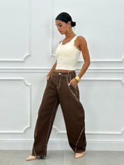 JEANS BALLOON BROWN NEW AI26