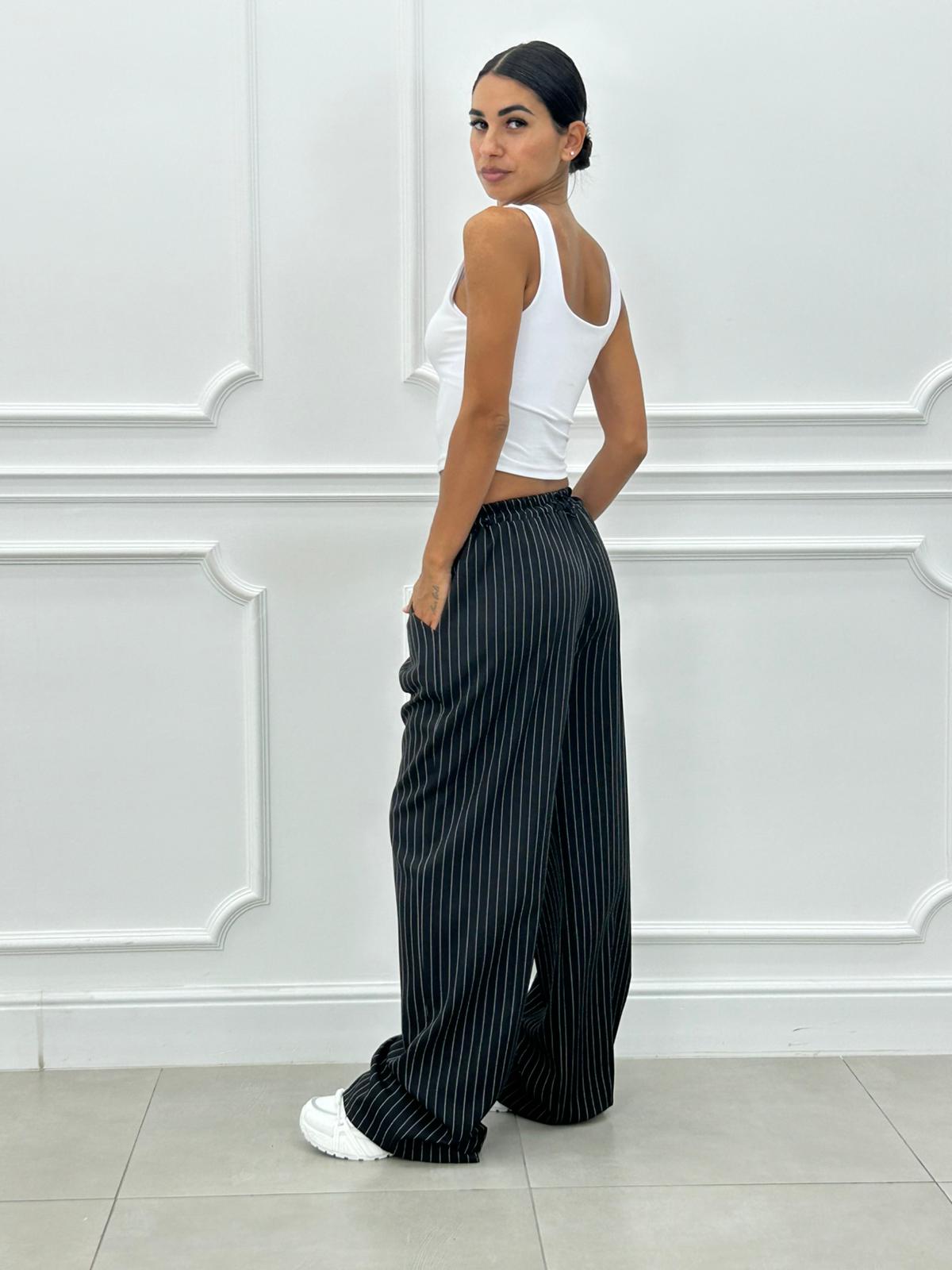 PANTALONI GESSATI CON VITA ELASTICA AI26