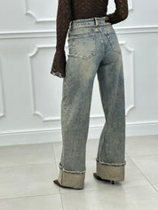 JEANS BAGGY SABBIATO CON RISVOLTO AI26