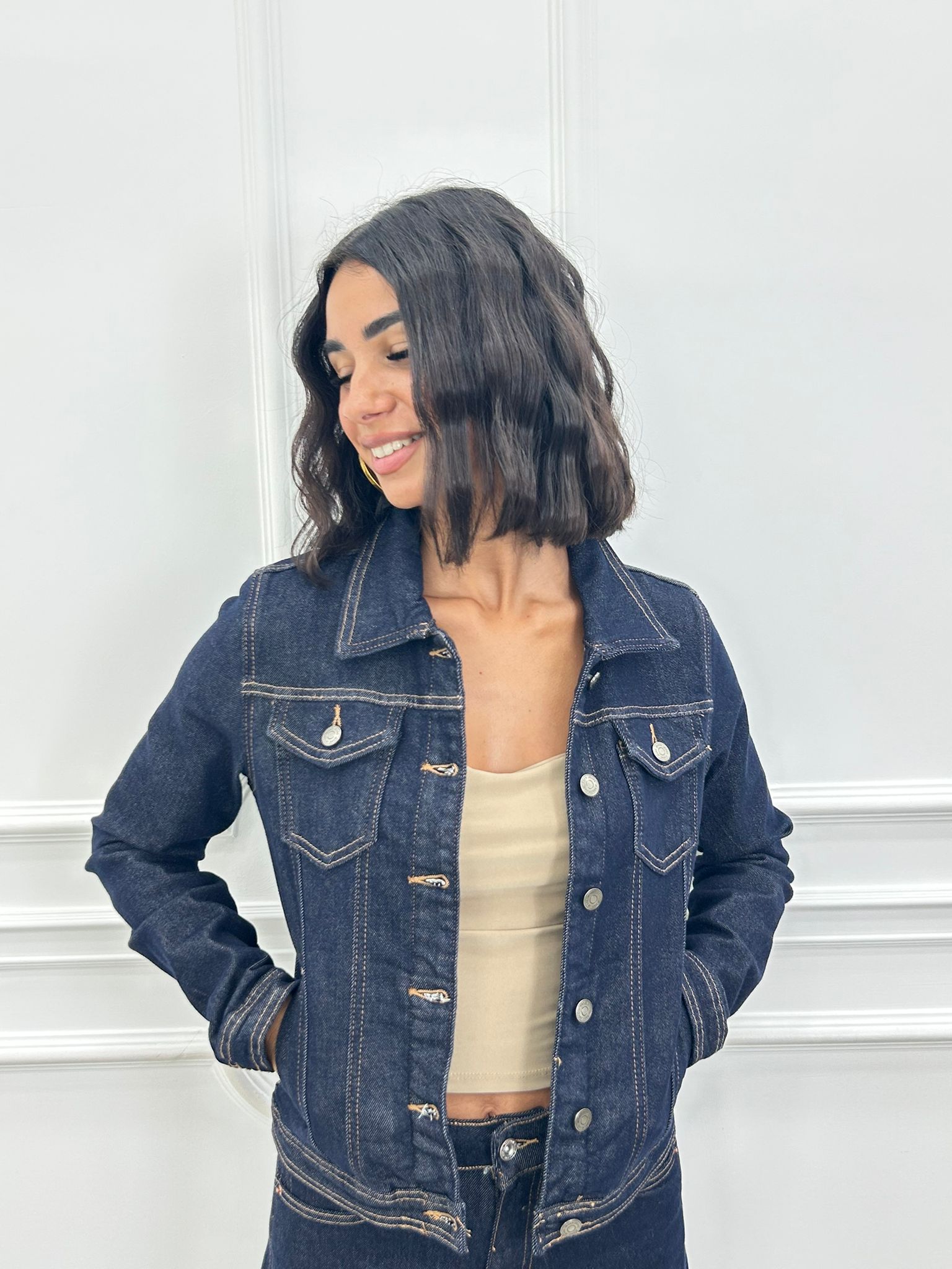 JACKET CROP RAW DENIM AI26