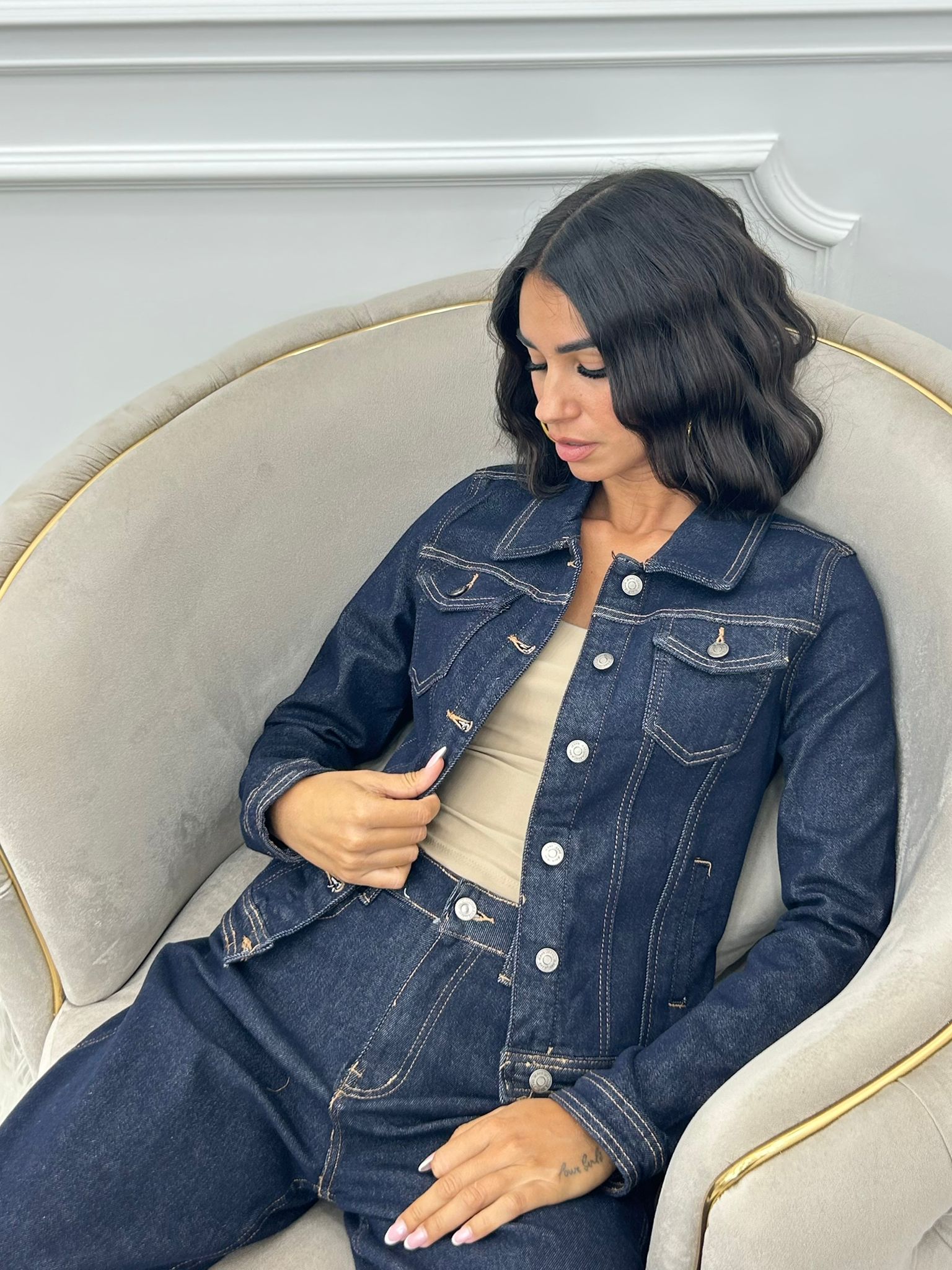 JACKET CROP RAW DENIM AI26