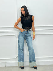 JEANS TURN UP WIDE NEW AI26