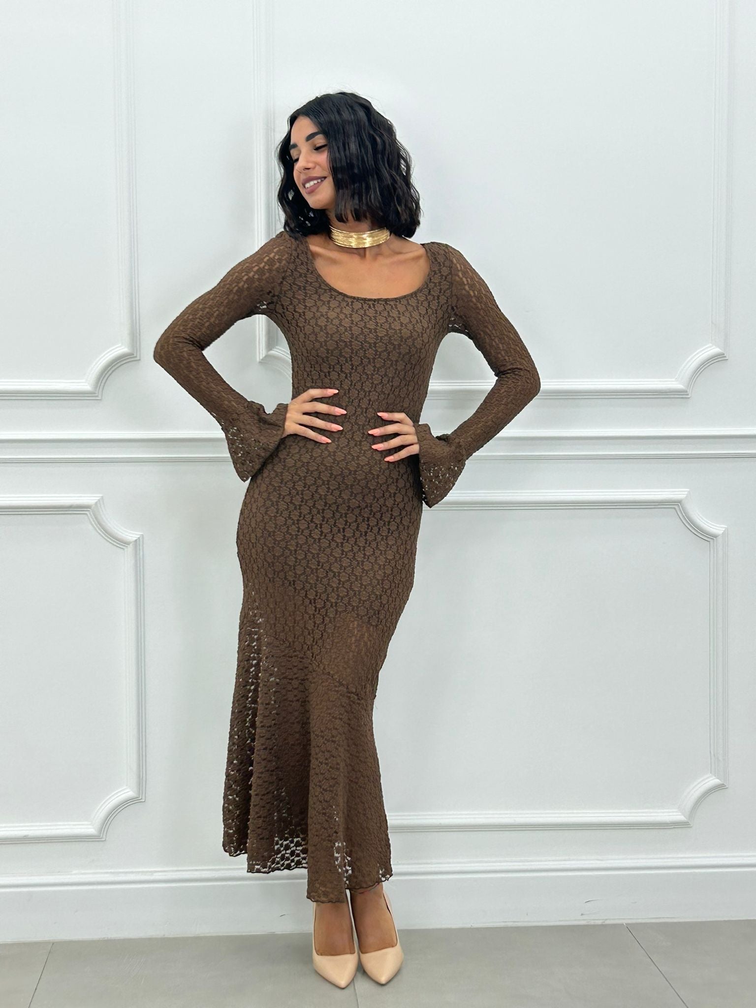 DRESS VELVET LACE NEW AI26