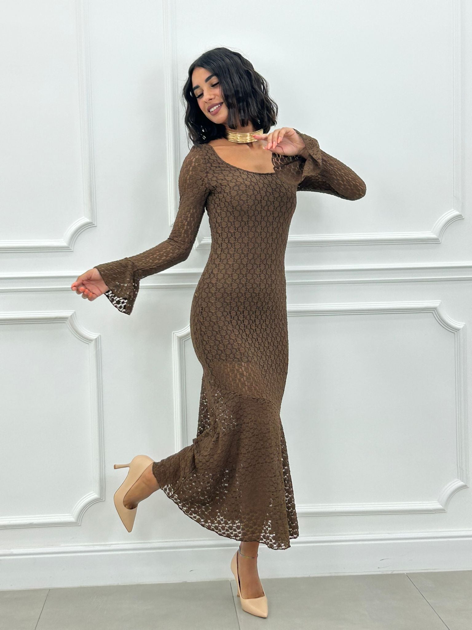 DRESS VELVET LACE NEW AI26