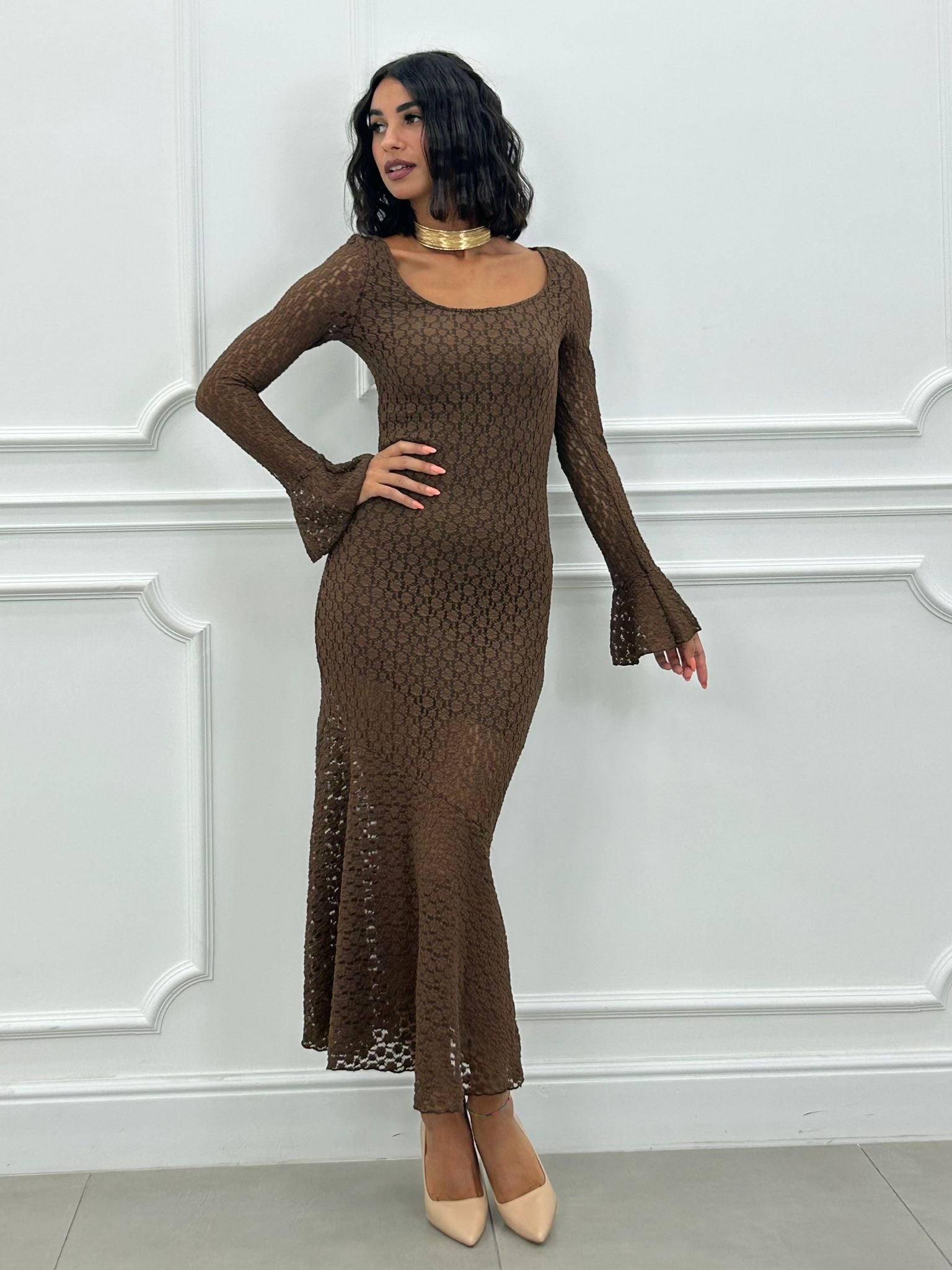 DRESS VELVET LACE NEW AI26