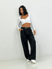 PANTALONE CON PINCES E CINTURA NEW AI26