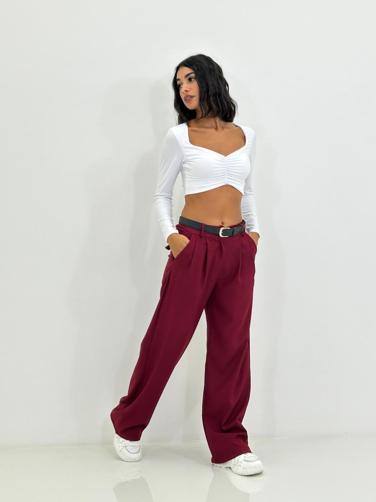 PANTALONE CON PINCES E CINTURA NEW AI26