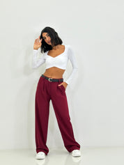 PANTALONE CON PINCES E CINTURA NEW AI26