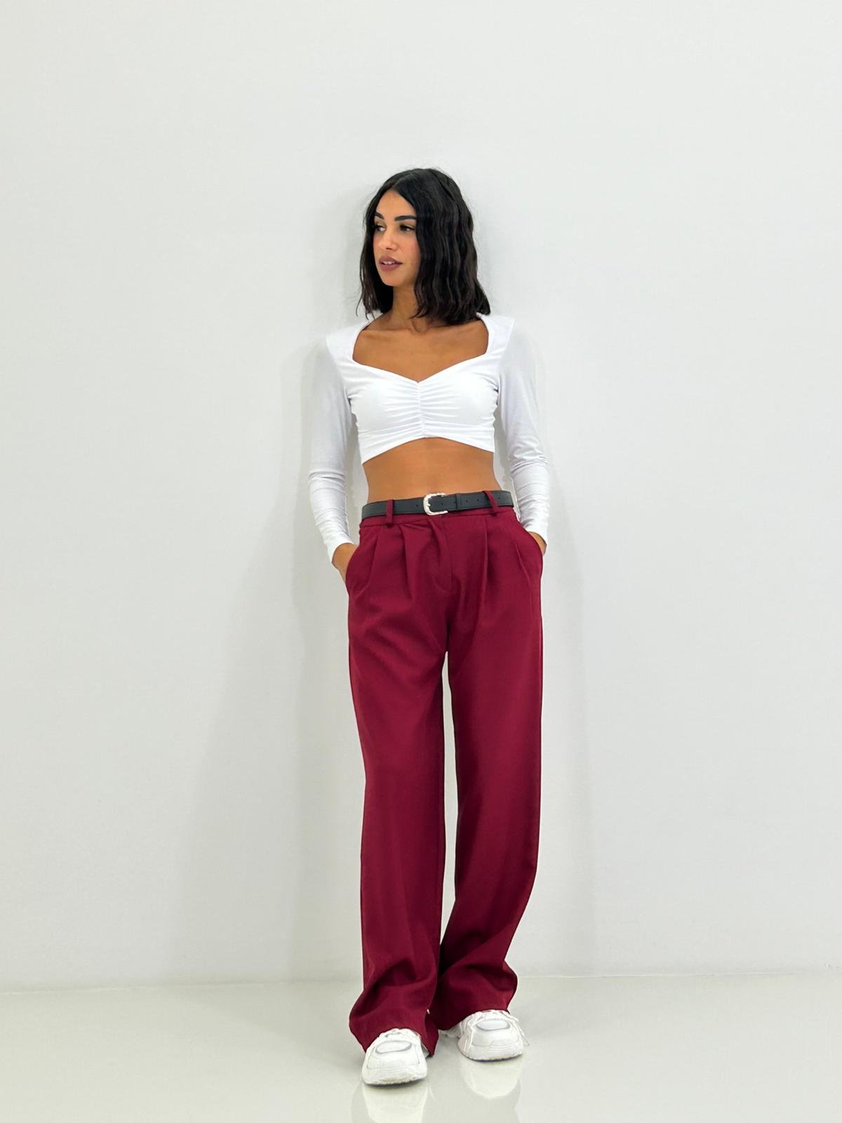 PANTALONE CON PINCES E CINTURA NEW AI26
