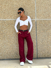 PANTALONE CON PINCES E CINTURA NEW AI26