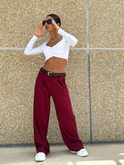 PANTALONE CON PINCES E CINTURA NEW AI26