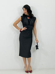 ABITO BLACK DRAPED NEW P/E26