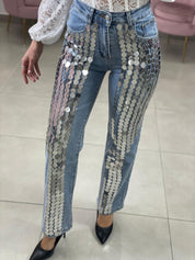 JEANS PALAZZO CON PAILLETTES NEW COLLECTION