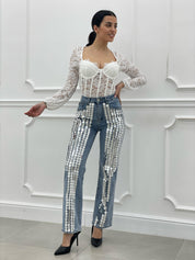 JEANS PALAZZO CON PAILLETTES NEW COLLECTION